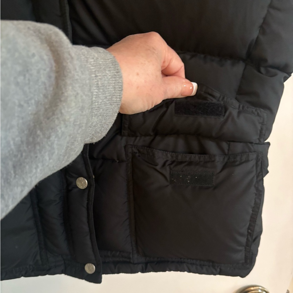 J. Crew Black Puffer Vest with Tan Faux Fur Trim - Picture 4 of 12